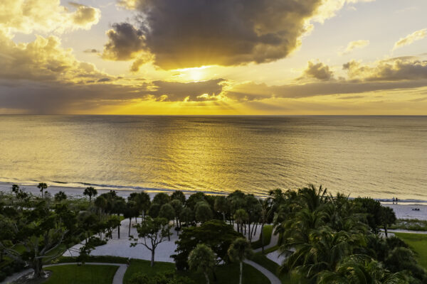 Park Shore Venetian Village Sunset Naples Aerial Stock Photography