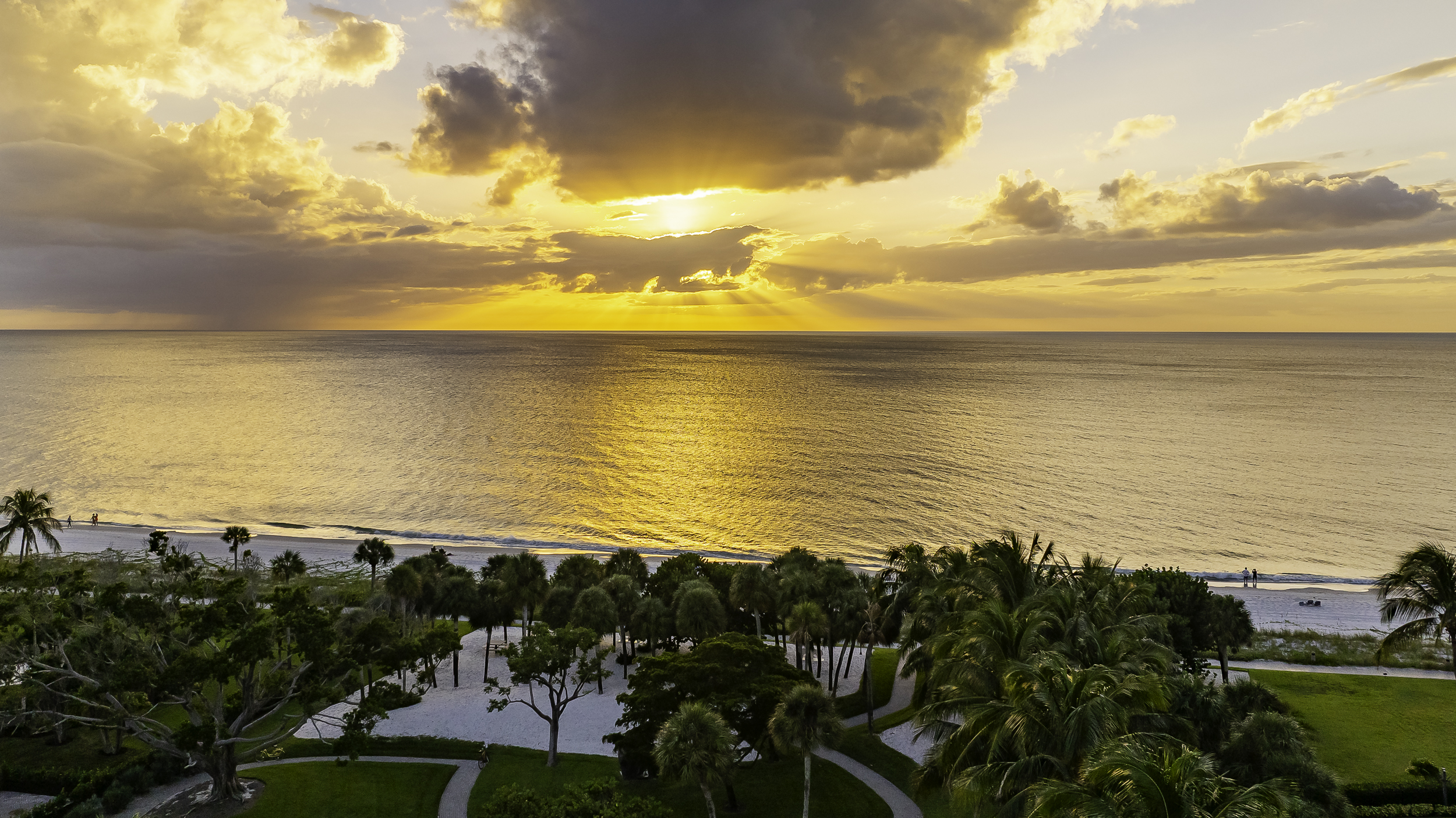 Park Shore Venetian Village Sunset Naples Aerial Stock Photography