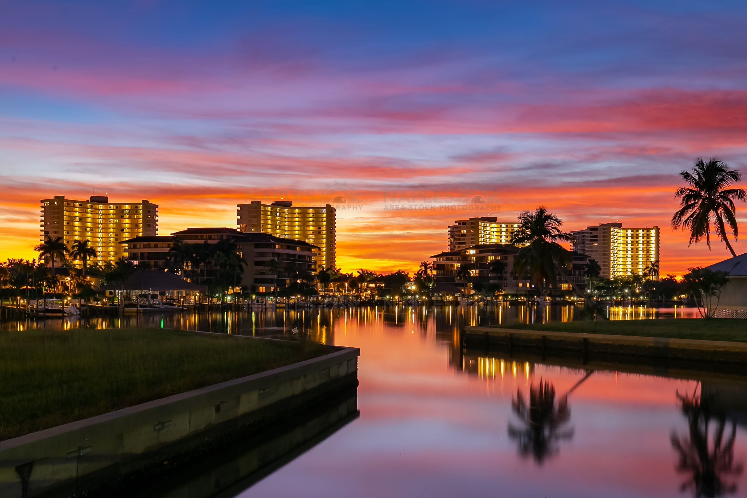 Marco Island Sunset Aerial Stock Photography – Naples Area Stock 