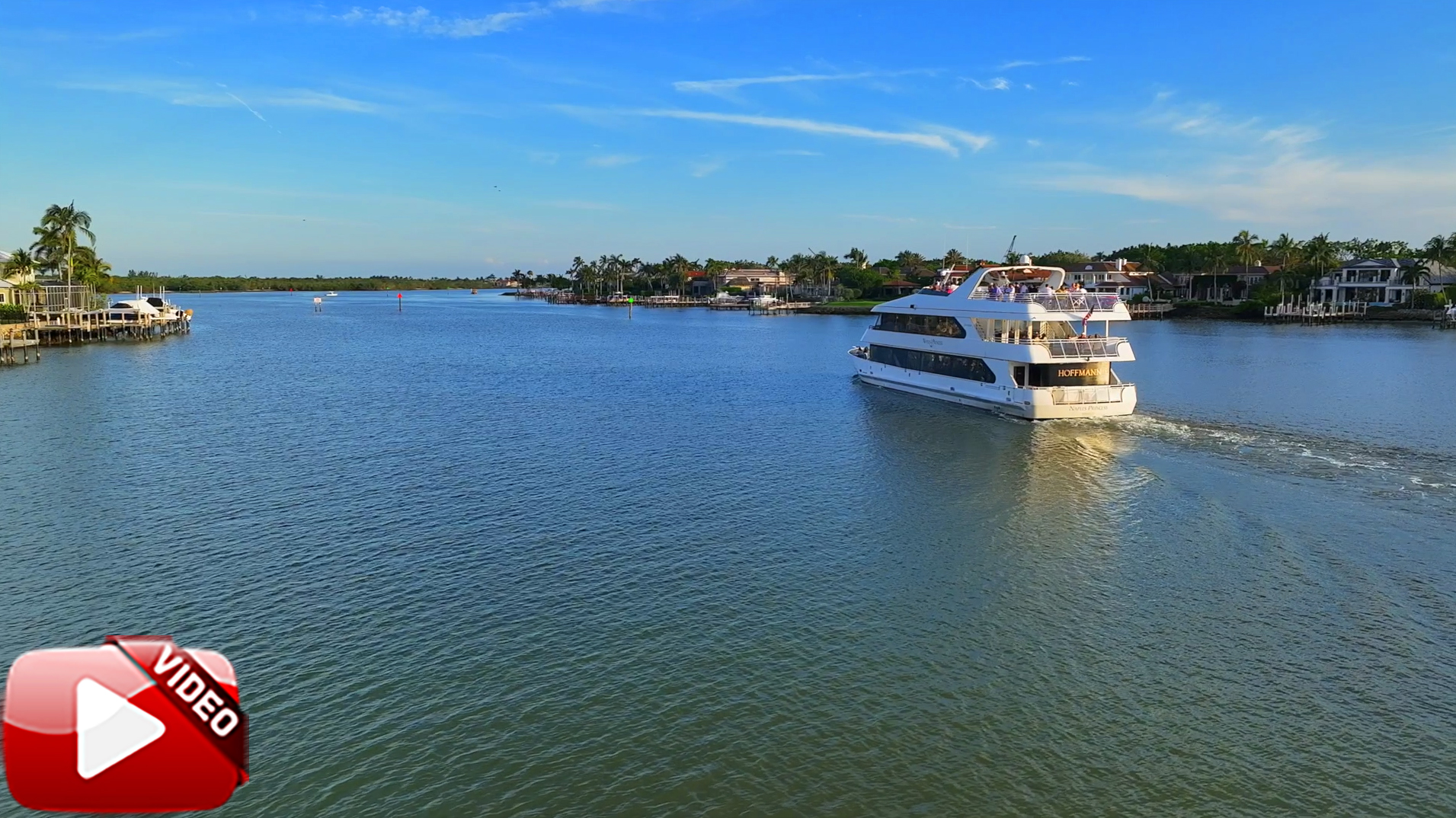 Naples Princess in Bay Aerial Stock Video